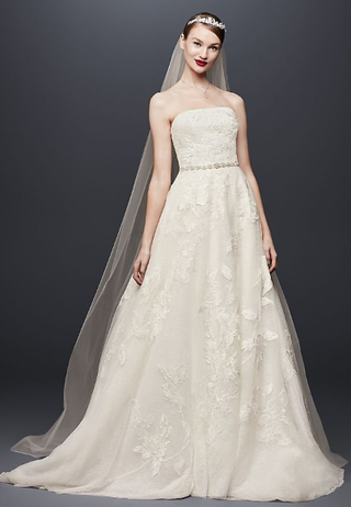 Oleg Cassini + English Rose Lace Ball Gown Wedding Dress