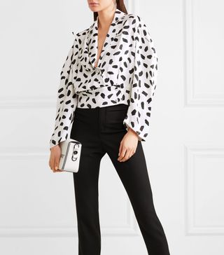 Off-White + Printed Satin Blouse