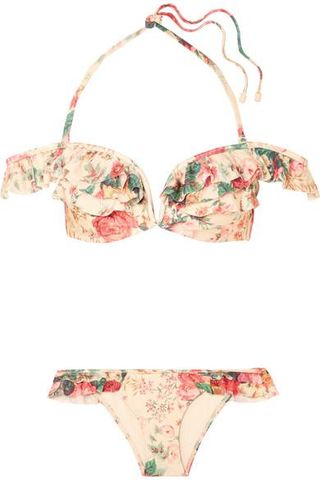 Zimmermann + Leila Off-the-Shoulder Floral-Print Bikini