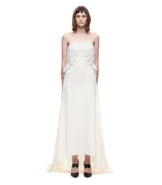 Self-Portrait + Isabella Floral Guipure Overlay Silk Gown