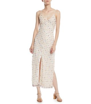 Tularosa + Linda Embroidered Sleeveless Slip Midi Dress