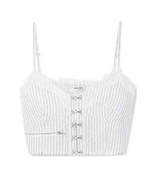 Opening Ceremony + Lace-Trimmed Cotton-Blend Jacquard Bustier Top