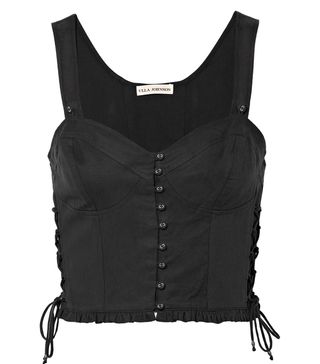 Ulla Johnson + Thea Lace-Up Twill Bustier Top