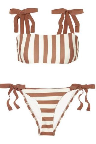Zimmermann + Helm Grosgrain-Trimmed Striped Bikini