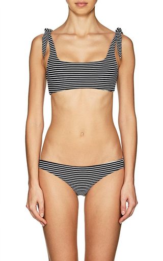 Mikoh + Jamaica Striped Microfiber Bikini Top
