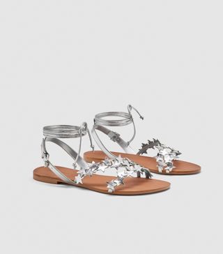 Zara + Leather Sandals With Stars
