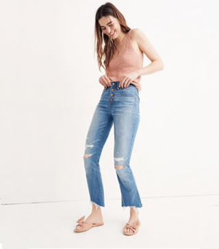 Madewell + Cali Demi-Boot Jeans in Bronson Wash: Button-Front Edition