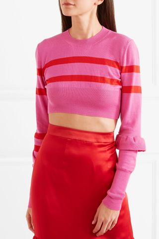 Maggie Marilyn + The Believer Cropped Striped Merino Wool Sweater