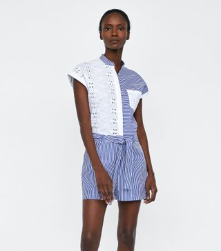 Zara + Contrasting Striped Jumpsuit