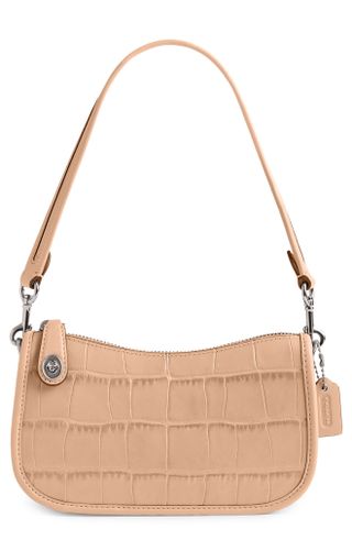 Coach + Swinger Croc Embossed Leather Shoulder Bag