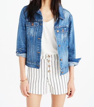 Madewell + Emmett Button-Front Shorts in Stripe