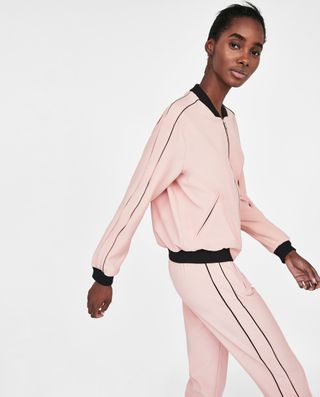 Zara + Flowing Bomber Jacket With Trims
