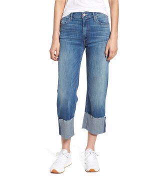 Mother + The Dusty Cuff Fray Straight Leg Jeans