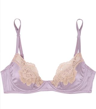 Fleur du Mal + Lace-Trimmed Silk-Satin Underwired Bra