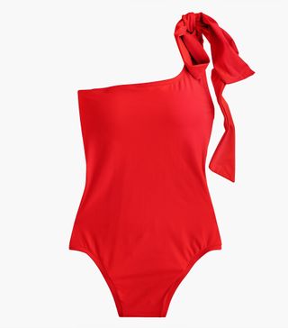 J.Crew + Bow-Tie One-Shoulder One-Piece Swimwuit