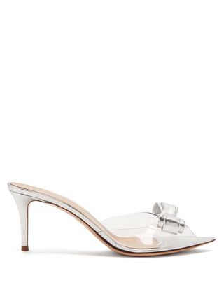 Gianvito Rossi + Bow 70 Leather and Plexi Mules