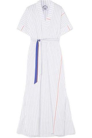 Evi Grintela + Mara Belted Striped Cotton Maxi Dress