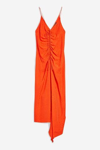 Topshop + Star Jacquard Ruched Slip Dress