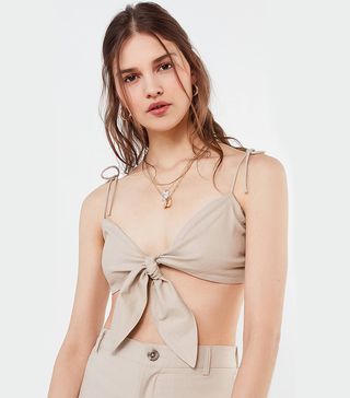 Urban Outfitters + Linen Tie-Strap Bra Top