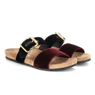 Prada + Velvet Slip-On Sandals