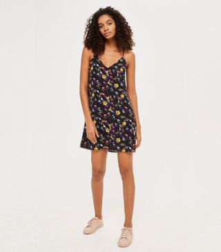 Topshop + Midnight Floral Print Slip Dress