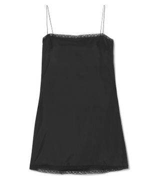Prada + Lace-Trimmed Satin Mini Dress