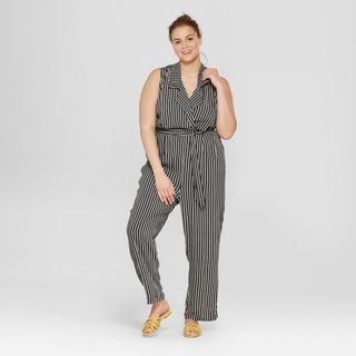 Who What Wear + Striped Sleeveless Jumpsuit