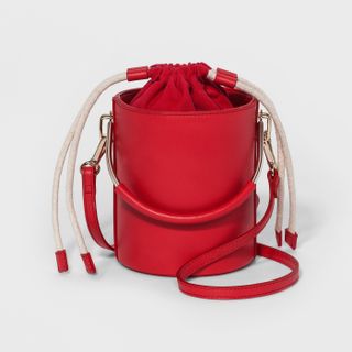 Who What Wear + Vertical Metal Handle Bucket Bag