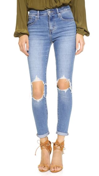 Levi's + 721 High Rise Distressed Skinny Jeans