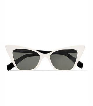 Saint Laurent + Two-Tone Cat-Eye Acetate Sunglasses