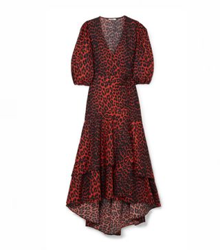 Ganni + Bijou Leopard-Print Cotton-Poplin Wrap Dress