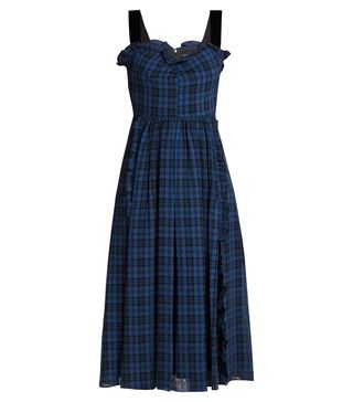 AlexaChung + Ruffle-Trimmed Checked Midi Dress