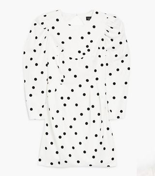 Topshop + Puff Sleeve Polka Dot Mini Shift Dress