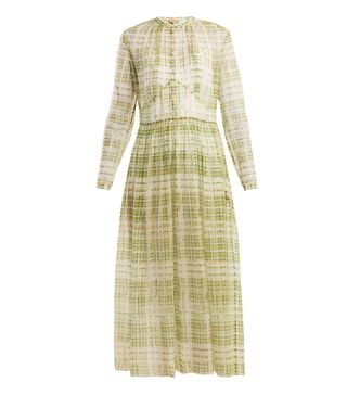 Burberry + Adela Scribble Checked Sheer-Silk Dress