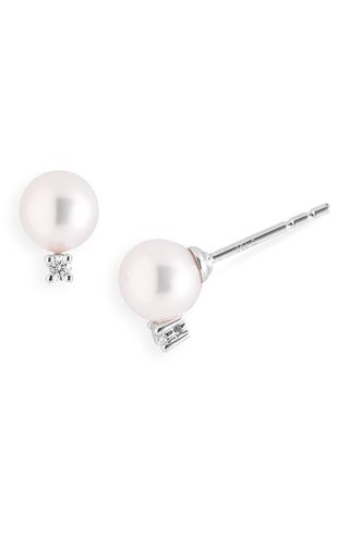 Mikimoto + Akoya Pearl & Diamond Stud Earrings