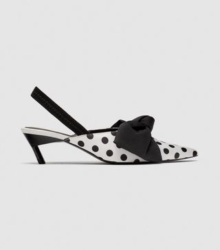 Zara + Polka Dot Slingback Mid Heel Shoes