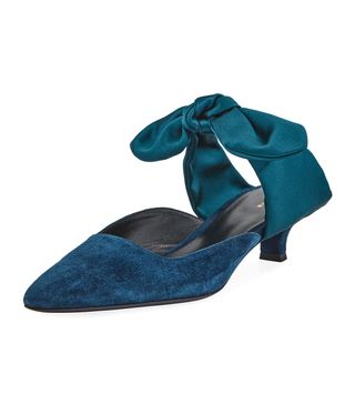 The Row + Coco Suede 40MM Mule With Satin Bow