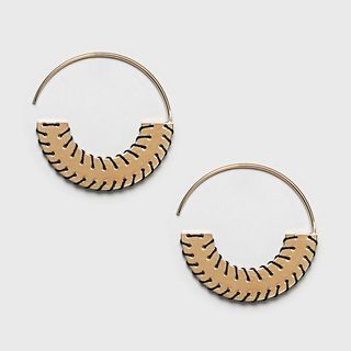 Whistles + Stitched Flat Disc Hoop Earrings