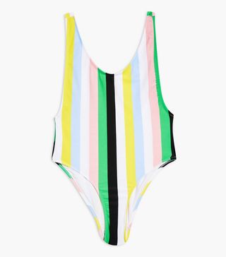 Topshop + Striped Scoop Swimsuit