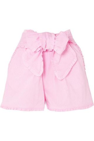 MSGM + Ruffled Striped Cotton-Blend Shorts