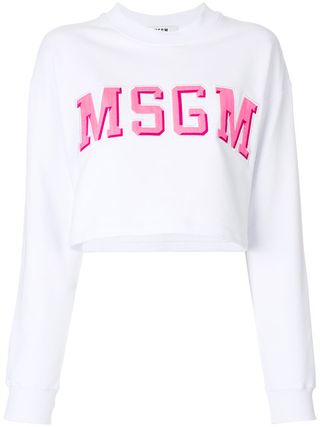 MSGM + Logo Applique Cropped Sweatshirt