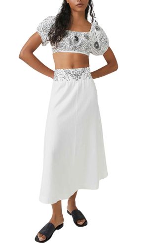 Free People + Lotus Embroidered Puff Sleeve Two-Piece Dress