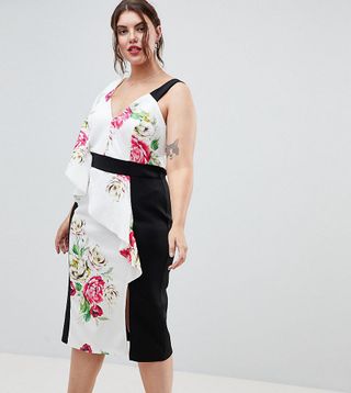 ASOS Curve + Floral Print Contour Bodycon Dress
