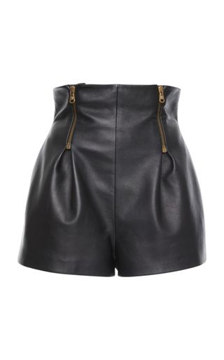 Versace + Leather High Waisted Mini Shorts