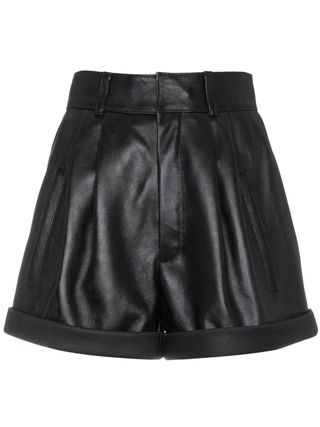 Saint Laurent + High-Waisted Leather Shorts