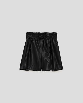 Zara + Faux Leather Bermuda Shorts