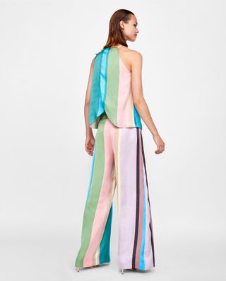 Zara + Striped Palazzo Trousers