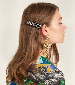 Gucci + Crystal-Embellished Logo Hair Clip