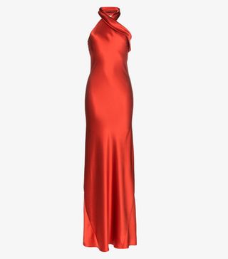 Galvan + Pandora Cross-Neck Silk Gown