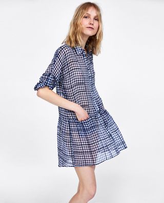 Zara + Sequined Gingham Dress